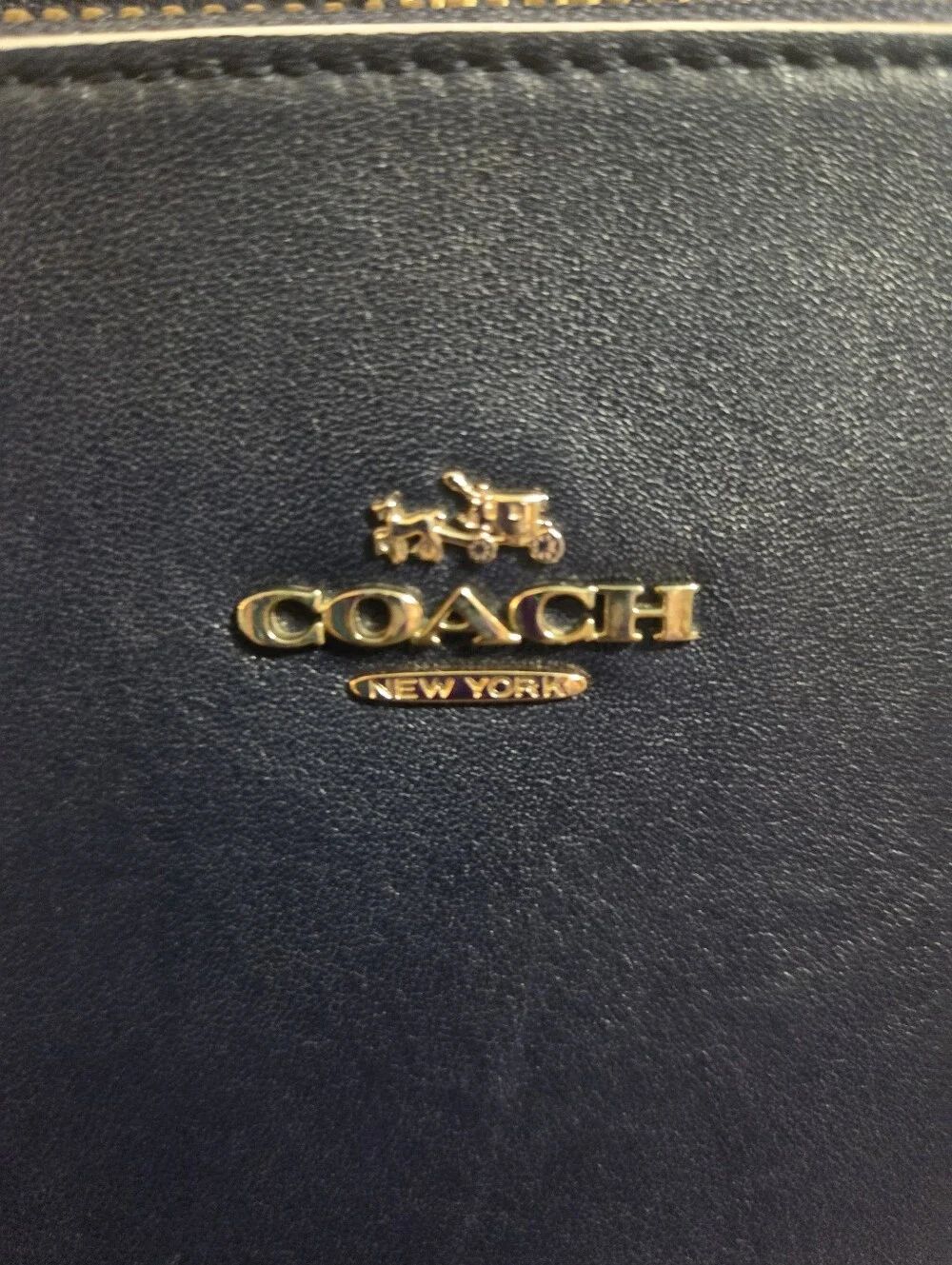 Coach Retired Crosby Navy Leather Satchel with Cream Trim and Gold Hardware